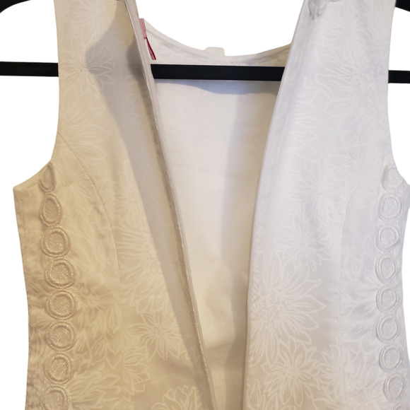 Lilly Pulitzer Shift Dress Resort White Floral Size 0 Mini Embellished - Picture 6 of 15